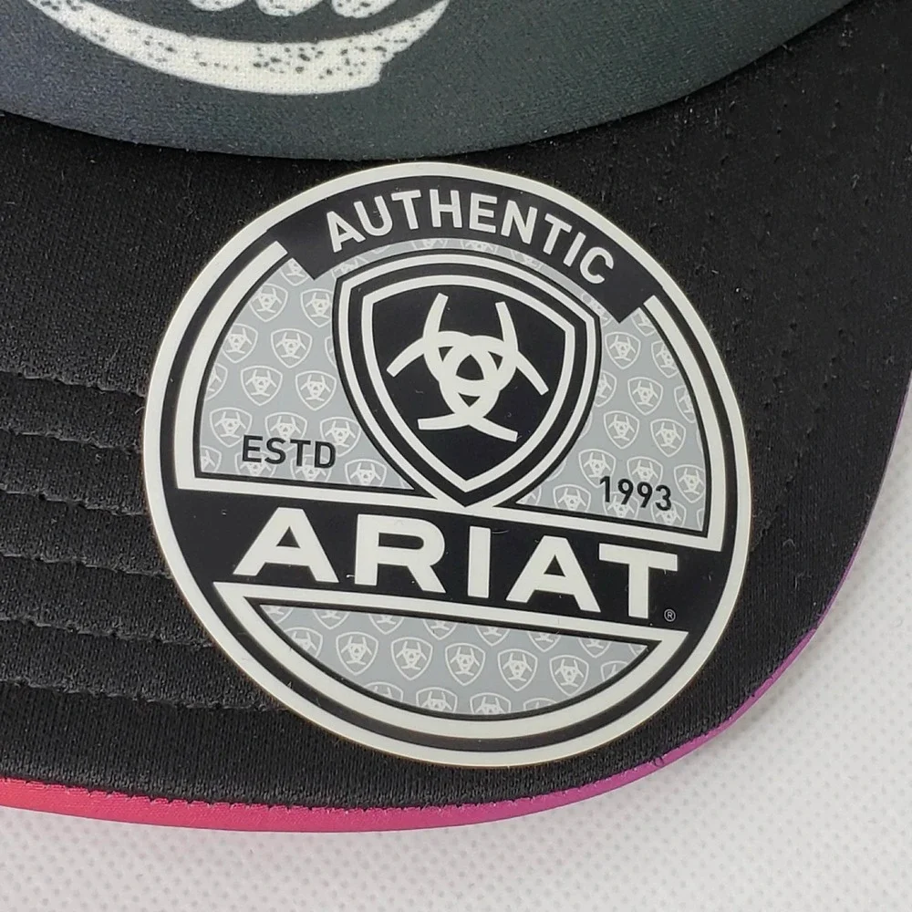 Ariat Trucker Hat Mens Snapback Adjustable Black New Sunset Desert Graphic